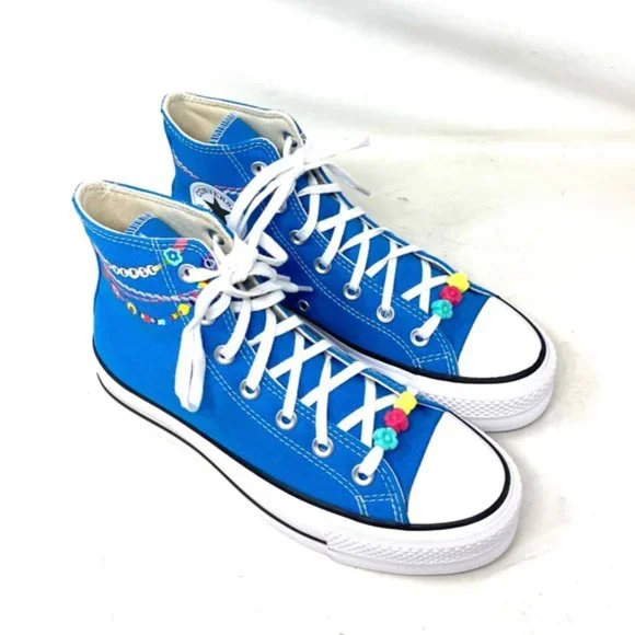 Converse Ctas Lift Platform High Top Canvas White Blue Women Size Skate A06844C - Picture 3 of 9